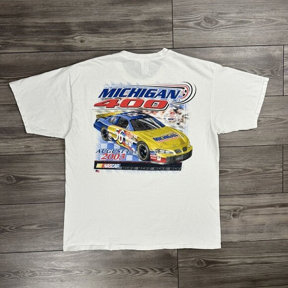 Vintage Y2K Michigan 400 Nascar Pocket T Shirt - Picture 2 of 7